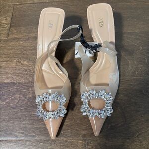 NWT Bridal Sling Back Heels with Embellishment